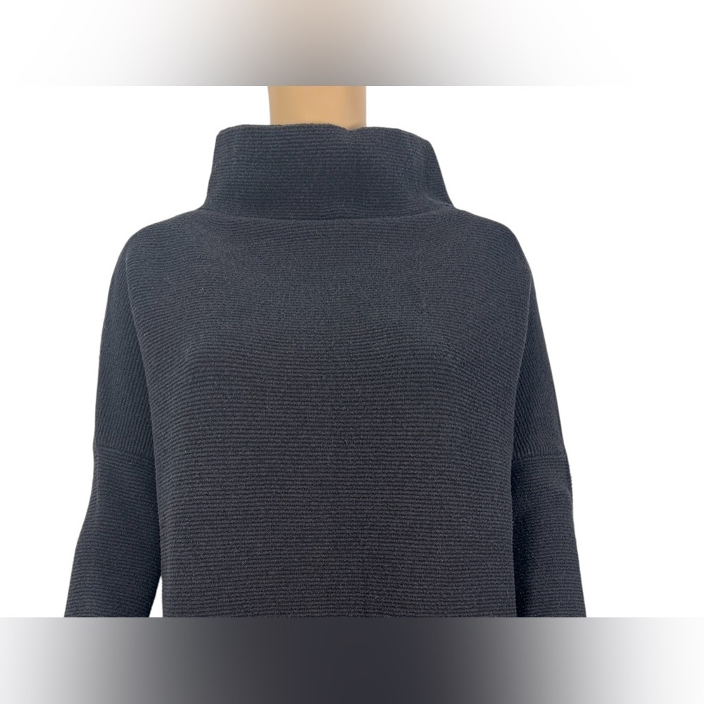 Free People Ottoman slouchy Ribbed Mock Neck Black Women's Tunic Sweater size XS - Picture 2 of 4